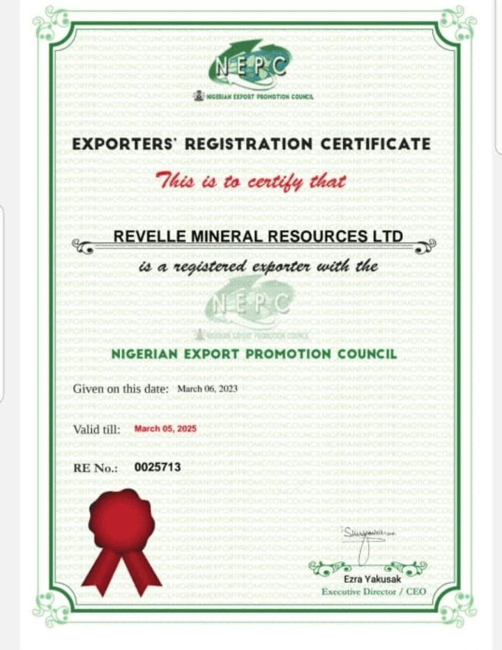 NEPC Exporters Registration Certificate