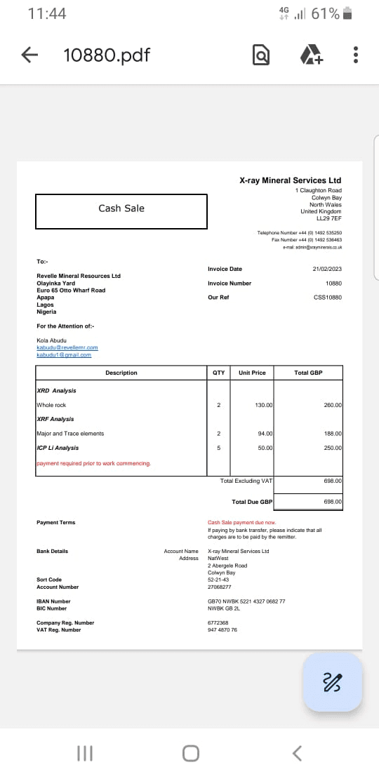 Hatton Gardens Import Custody Receipt